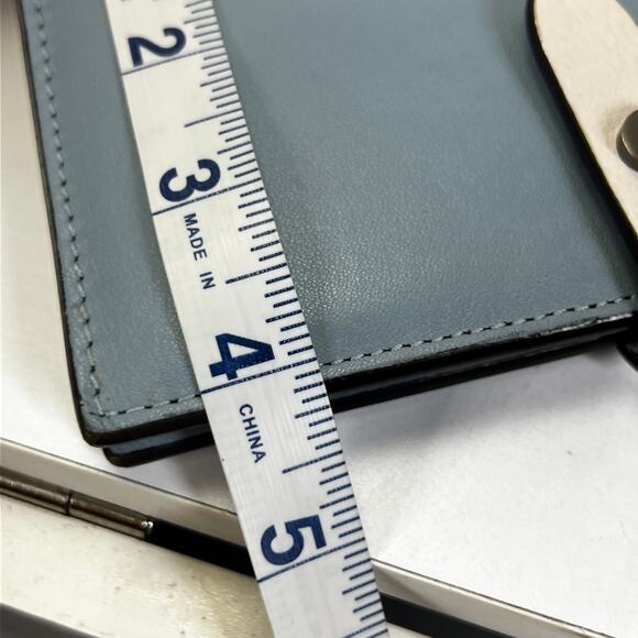 Dusty Blue Genuine Leather Slim Wallet - Picture 2 of 6